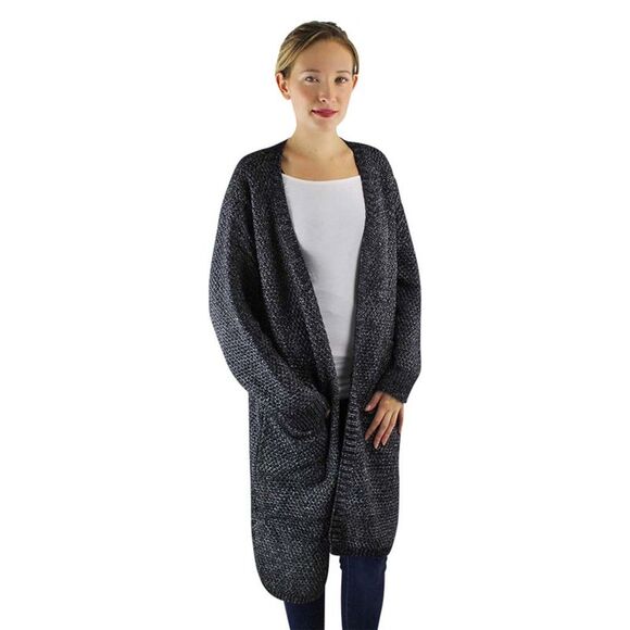 Draped Knit Cardigan Sweater With Pockets - Picture 2 of 8